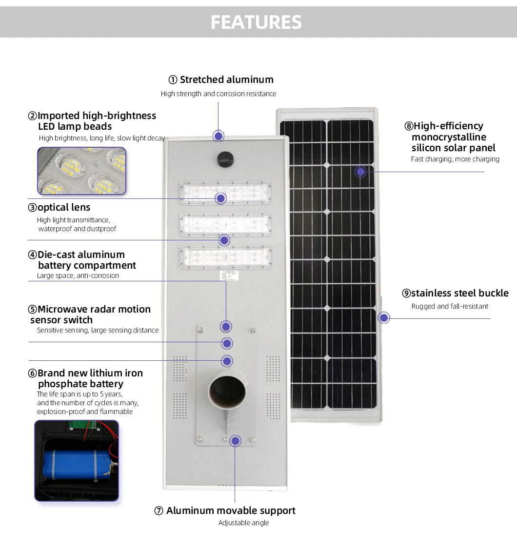 400 Watt Dış Mekan Solar LED Işıklar 6V, CE LED Solar Sokak Lambası 4