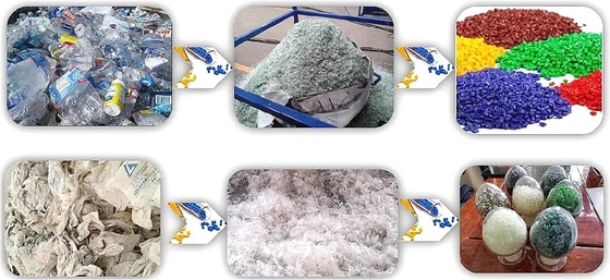 PE Film Ekstruder Makinesi Atık PVC Boru PP Torba PET Şişe Plastik Geri Dönüşüm Makinası